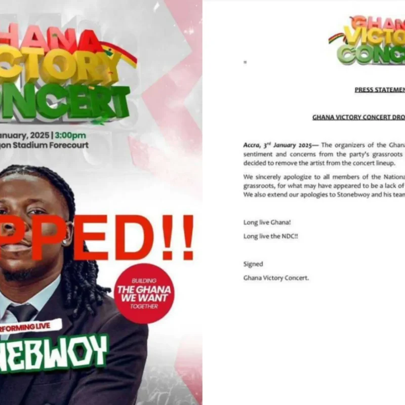 Stonebwoy Removed from Ghana Victory Concert Amidst NDC Uproar