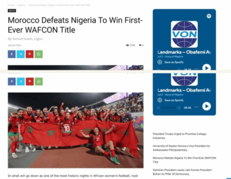 VON Under Fire for False Report on Nigeria’s WAFCON Victory
