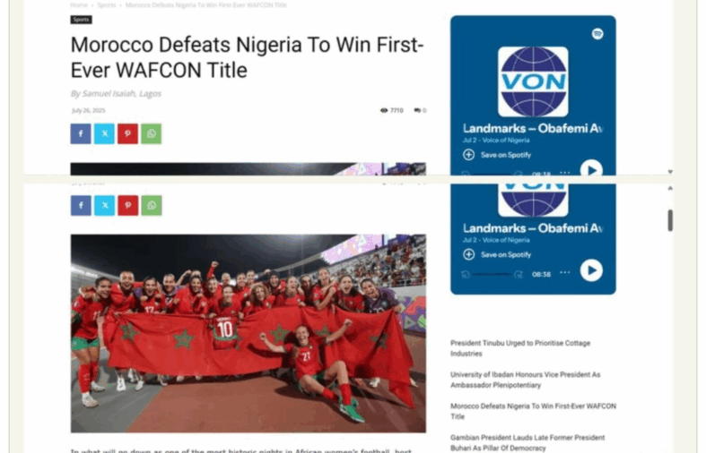 VON Under Fire for False Report on Nigeria’s WAFCON Victory