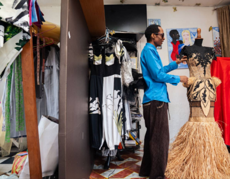Gabon fashion designer brings traditional raffia to Paris runways