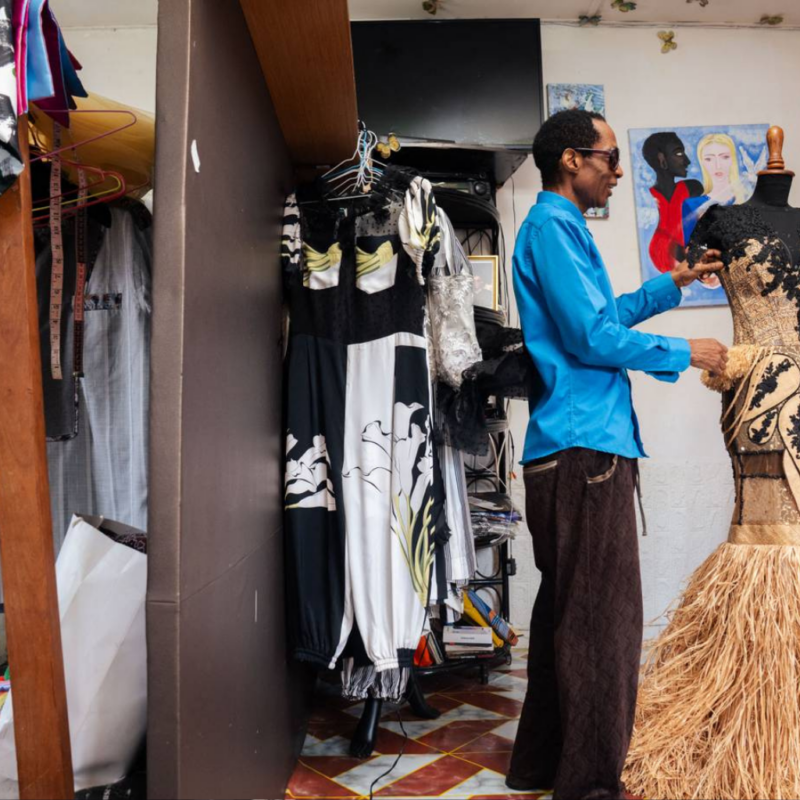 Gabon fashion designer brings traditional raffia to Paris runways